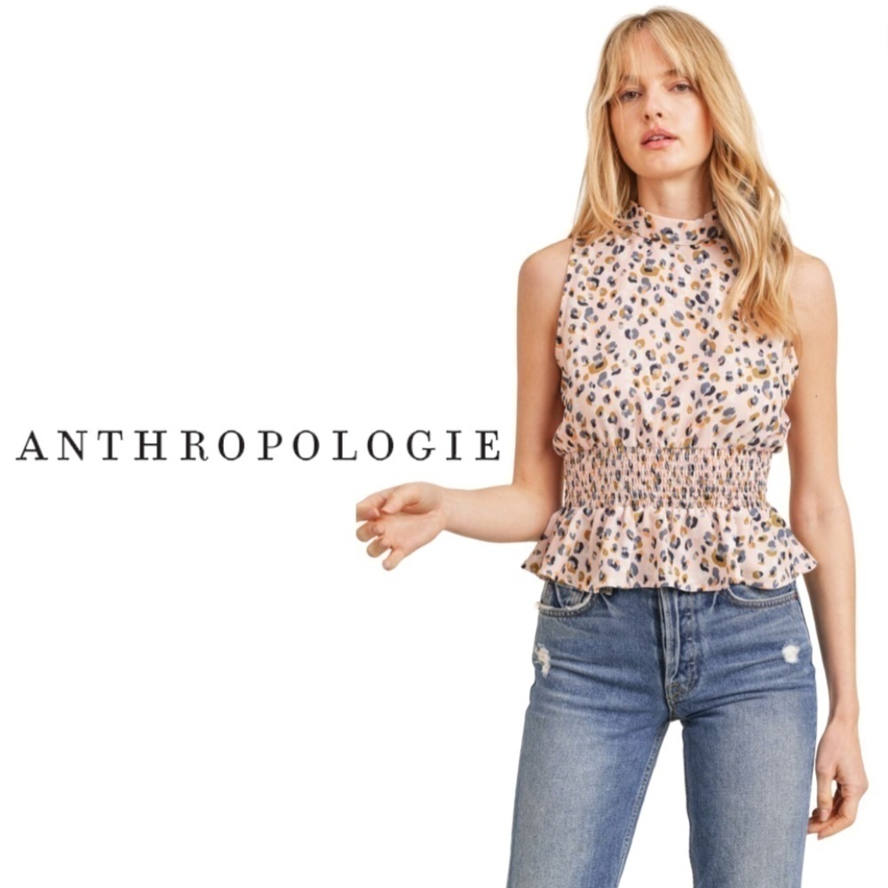 Anthropologie Sadie & Sage Blush Femme Feline Mock Neck Sleeveless Top - Size S